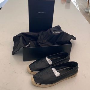 YSL black leather espadrilles size 38.5 AUTHENTIC